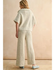 Half Zip Short Sleeve Knitted Top