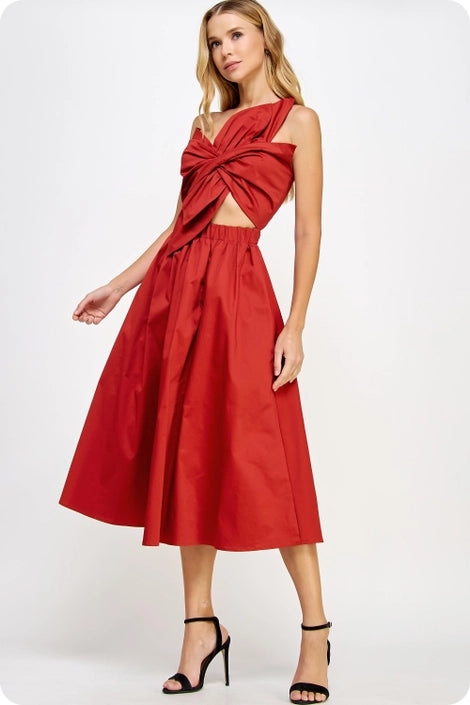 Fiona Knotted Bow Midi Dress