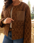 Avian Jacket in Quilted Velvet with Leather Pocket