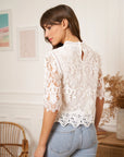 Elaine Short Sleeve Lace Blouse