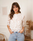 Elaine Short Sleeve Lace Blouse