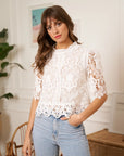 Elaine Short Sleeve Lace Blouse