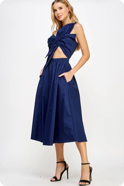 Fiona Knotted Bow Midi Dress