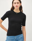Classic Solid Half Sleeve Rib Knit Top