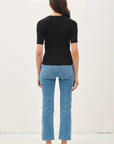 Classic Solid Half Sleeve Rib Knit Top