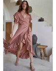 Carmen Wrap Maxi Dress - Brown Gold - Final Sale Item