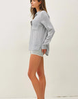 Lucy Linen Blended Stripe Boxy Shirt-Denim