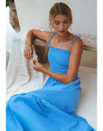 Paradiso Strappy Linen Midi Dress - Azure - Final Sale Item