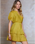 Phoebe Pleated Tiered Mini Dress