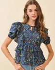 Myra Floral Print Peplum Top