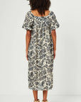 Puff Sleeve Botanical Print Square Neck Maxi Dress - Final Sale Item