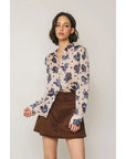 Piper Print Button Down Blouse