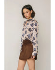 Piper Print Button Down Blouse