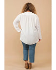Pinstripe Button Down Blouse - Plus Size
