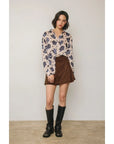 Piper Print Button Down Blouse