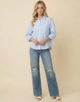Soft Stripe Button Down Blouse