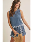 Estelle Embroidered Denim Top