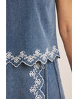Estelle Embroidered Denim Top