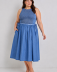 Leona Smocked Bodice Midi Dress - Plus Size