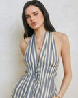 Sadie Stripe Halter Neck Top