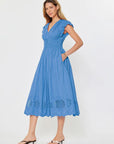 Elsa Embroidered Lace Midi Dress
