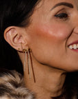 Long Crystal Bow Drop Studs