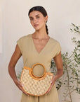 Bristol Brown Leather Weave Rattan Handbag