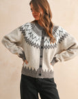 Button Front Pattern Knitted Cardigan