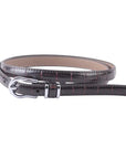 Skinny Croco Belt with Silver Equestrian Buckle