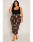 Cocoa Polka Dot Midi Skirt - Plus Size