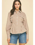 Suzette Stripe Tucked Button Down Shirt
