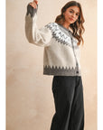 Button Front Pattern Knitted Cardigan