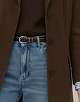 Skinny Croco Belt with Silver Equestrian Buckle