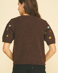Etta Embroidered Short Sleeve Sweater