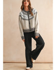 Button Front Pattern Knitted Cardigan