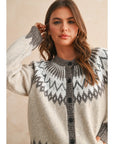 Button Front Pattern Knitted Cardigan