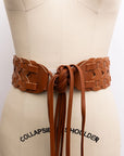 Wide Woven Leather Belt