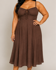 Shiloh Smocked Tie Front Midi Dress - Plus Size