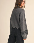 Savannah Scalloped Sweater with Embroidery