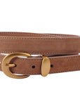 Suede Belt With Gold Curve Buckle