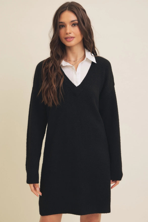 Carson Mixed Media Sweater Dress – FR & Company Carson Mixed Media Sweater Dress – FR & Company