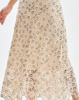 Luna Lace Floral Midi Dress with Sequin Accents
