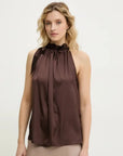 Simone Satin Tie Neck Blouse