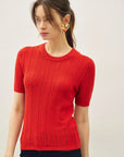 Claire Chevron Short Sleeve Sweater