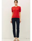 Claire Chevron Short Sleeve Sweater