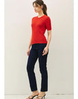 Claire Chevron Short Sleeve Sweater