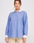 Crinkled Stripe Button Up Shirt
