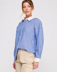 Crinkled Stripe Button Up Shirt