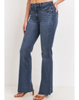 Haven High Rise Scissor Cut Flare - Dark Wash
