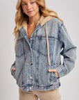 Jenna Faux Fur Hooded Denim Jacket